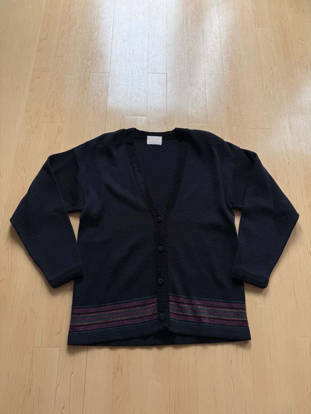 80s Pendleton Cardigan Black Virgin Wool